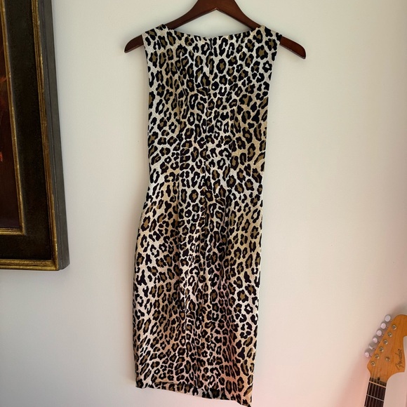 Vintage Cache Dress Leopard / Cheetah Print Sleeveless Knee Length Size 8 - Picture 4 of 10